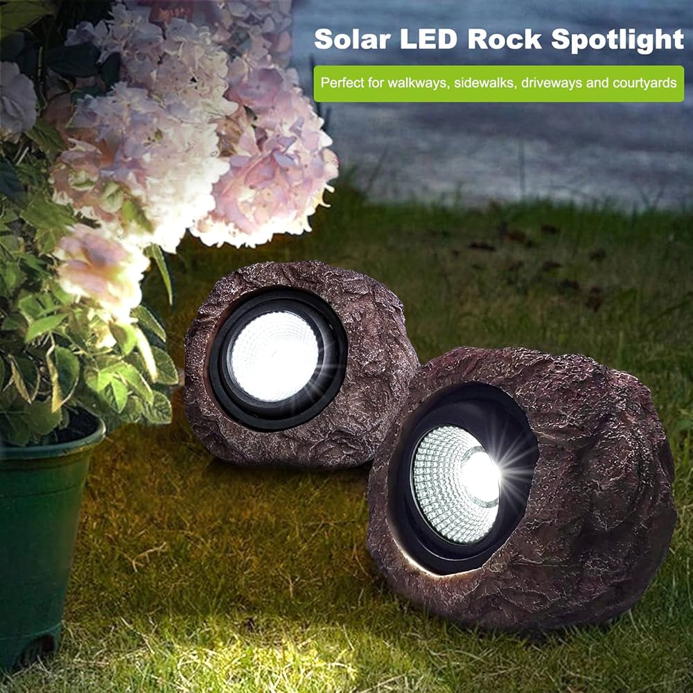 Outdoor Solar Rock Light - 4 Pack, Fake Rock IP65 Waterproof